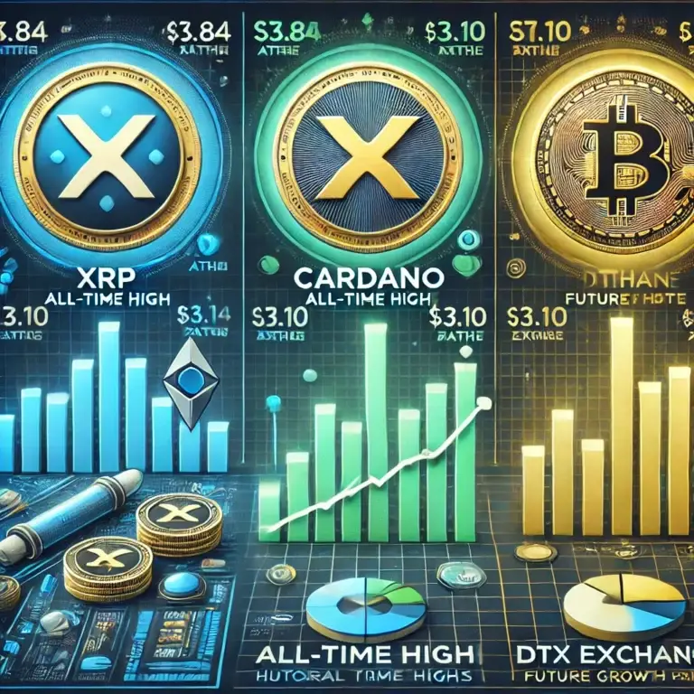 XRP, Cardano, DTX Exchange ATH comparison